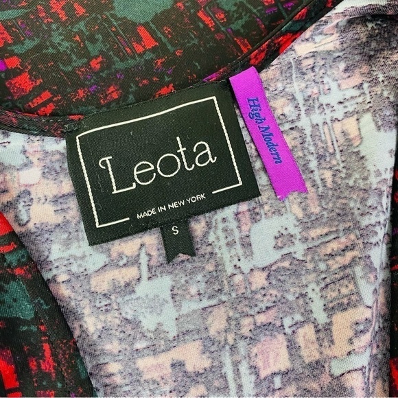 Leota High Modern Stretch Knit Fit Flare Abstract Print Dress Size S - Picture 5 of 7